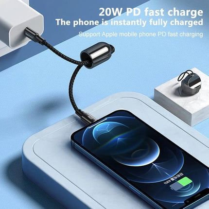 Portable REMAX Lanyard Cable for Daily Phone Charging showing braided lanyard cable charging a smartphone with 20W PD fast charge