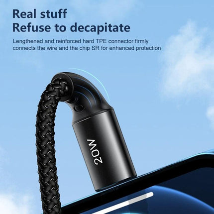 Portable REMAX Lanyard Cable for Daily Phone Charging showing reinforced 20W braided TPE connector plugged into a smartphone