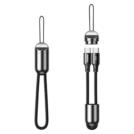REMAX Lanyard USB-C Cable for Everyday Travel Essentials — compact braided charging cable with detachable magnetic cap and wrist lanyard