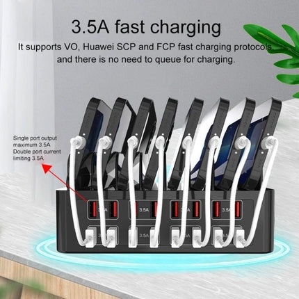 YFY Charging Stand for Home Office Devices and Tablets charging multiple phones with 3.5A fast charging, neat cable organization on desk