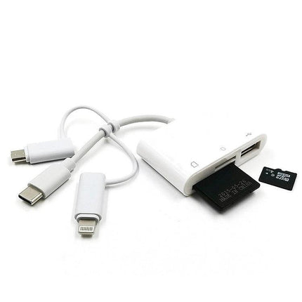 Versatile Card Reader for Daily File Management on Devices with SD, microSD, U disk and multi-connector cables for smartphone and tablet