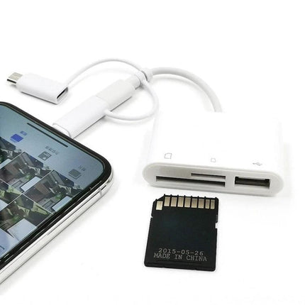 Versatile Card Reader for Daily File Management on Devices connected to smartphone with SD card and USB ports