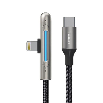 Rock USB-C Cable for Everyday Phone Charging and Data Transfer braided cable with right-angle magnetic adapter and LED indicator