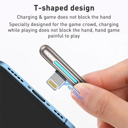 Rock USB-C Cable for Everyday Phone Charging and Data Transfer showing T-shaped 90° connector for gaming and hands-free charging