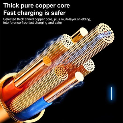WEKOME Versatile Cable For Daily Device Charging And Travel showing thick pure copper core and multi-layer shielding for fast, safer charging