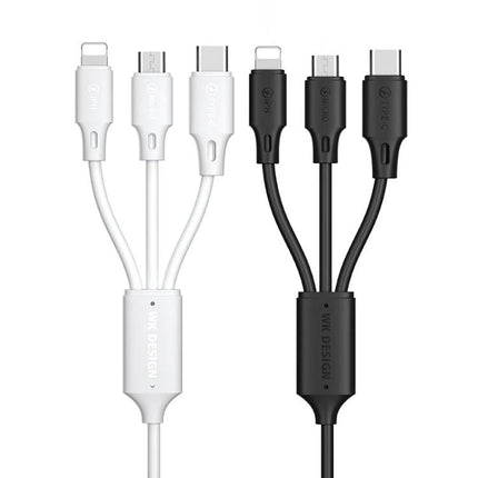 Multi-Device Charging Cable for Daily Home and Travel Use — white and black 3-in-1 charging cable for phone, tablet, and accessories