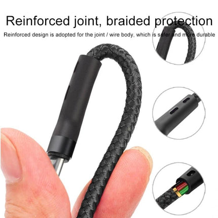 Multi-Device Charging Cable for Daily Device Connections braided reinforced joint close-up showing durable connectors and internal wiring