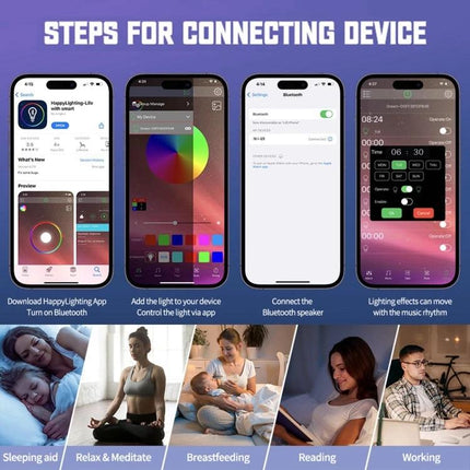 Bluetooth Bedside Speaker With Sunrise Light And Charger on nightstand streaming music, alarm, sunrise light, wireless charging