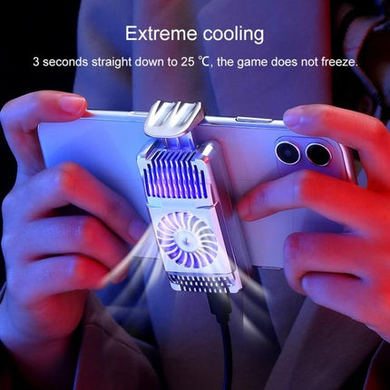 Compact Phone Cooling Bracket for Daily Use and Travel attached to phone during gaming to prevent overheating and maintain performance