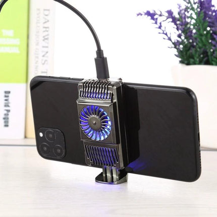 Compact Phone Cooling Bracket for Daily Use and Travel attached to smartphone cooling fan during gaming and video calls, portable travel accessory