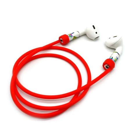 Silicone Case Set for Securing Earphones in Daily Life red silicone cord holder preventing loss during running and workouts