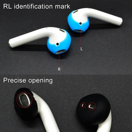 Silicone Case Set for Securing Earphones in Daily Life showing blue and black soft silicone covers with RL identification and precise openings