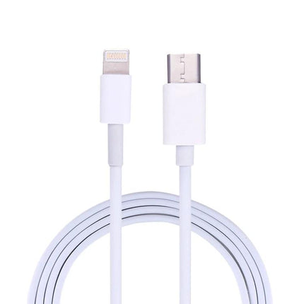 USB-C to Lightning Cable for Everyday Phone Charging - white cable showing USB-C and Lightning connectors coiled