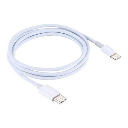 USB-C to Lightning Cable for Everyday Phone Charging - white USB-C to Lightning cable coiled for charging and data sync with iPhone