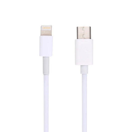USB-C to Lightning Cable for Everyday Phone Charging — white cable showing USB-C and Lightning connectors for reliable charging and data sync