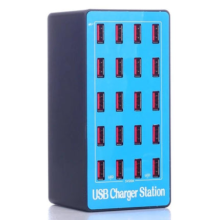 Multi-Device USB Charging Station for Everyday Home Essentials - compact blue 16-port USB charger for desk or nightstand