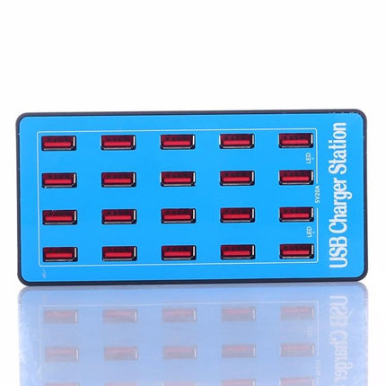 Multi-Device USB Charging Station for Everyday Home Essentials - blue 20-port USB charger hub for phones tablets and accessories