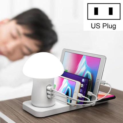 Versatile Charging Station for Daily Home Device Needs - nightstand setup charging phone tablet smartwatch with wireless pad and three USB ports