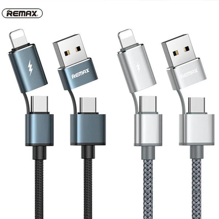 REMAX Multi-Connector Cable for Daily Device Charging Essentials - braided dual-color USB to multi-connector cable