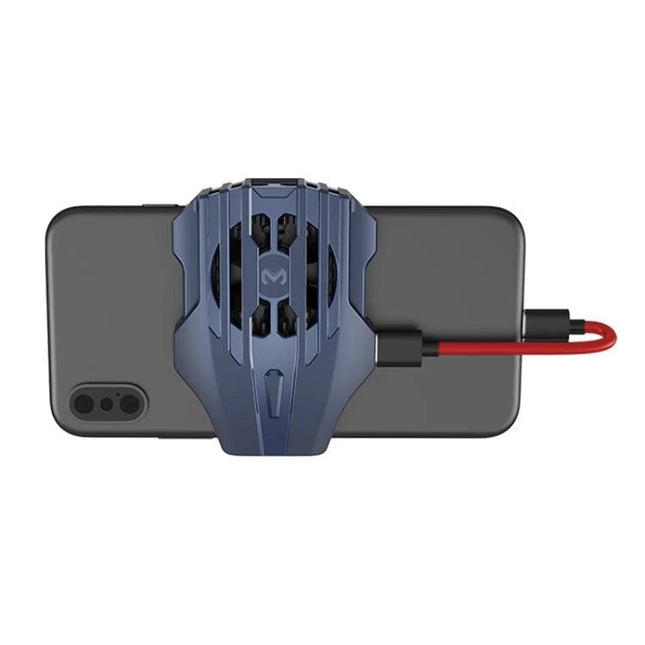 Handheld Cooling Accessory for Daily Phone Use attached to smartphone with USB power cable for gaming and long calls