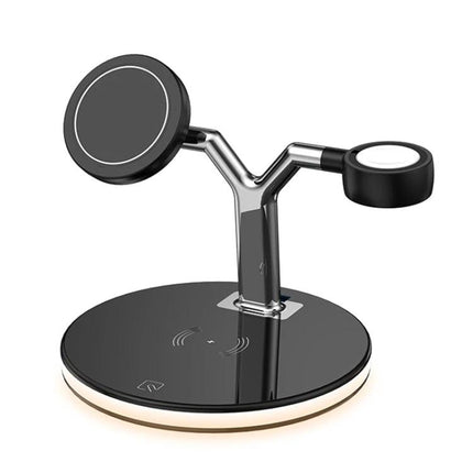Compact Charger for Everyday Device Needs at Home - sleek 3-in-1 wireless charging stand for phone, Apple Watch, and AirPods, nightstand-friendly