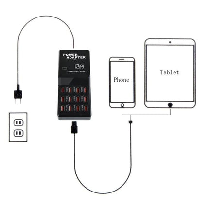 Keep Your Devices Charged at Home with USB Station showing multi-port power adapter charging phone and tablet