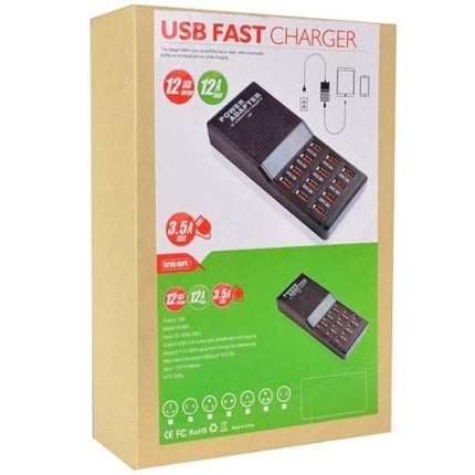 Keep Your Devices Charged at Home with USB Station - multi-port USB fast charger on desk box packaging, charges smartphone tablet earbuds neatly