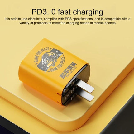 Rock Travel Charger for Everyday and Travel Device Use - compact yellow PD3.0 fast charging wall charger with foldable prongs