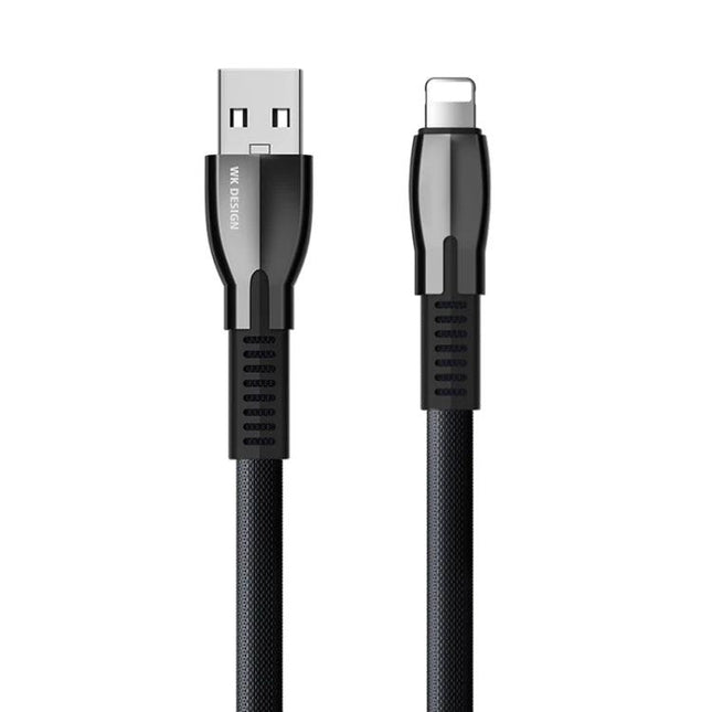 WK USB Cable for Daily Phone Charging and Data Syncing - black braided USB to Lightning cable for reliable daily charging and data syncing