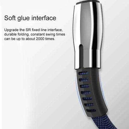 WK USB Cable for Daily Phone Charging and Data Syncing braided cable close-up showing reinforced soft glue interface and metal connector