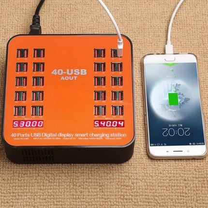 USB Charging Station for Daily Device Needs at Home orange 40-port USB charging hub with smartphone charging