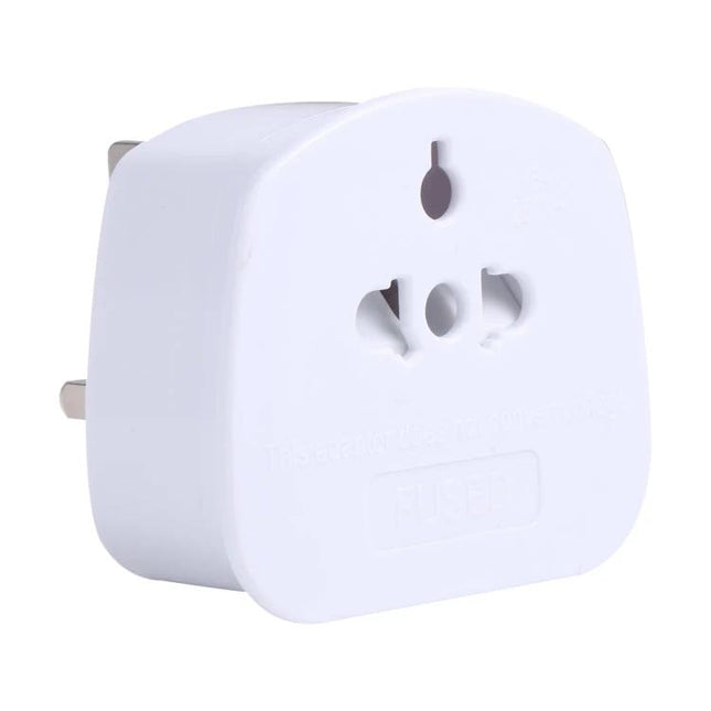 Compact UK Plug Adapter for EU and US Devices for Travel Use - white travel plug adapter converting UK to EU/US sockets