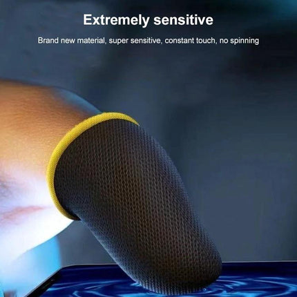 Comfortable Finger Covers for Everyday Touchscreen Tasks shown as black conductive carbon-fiber thumb sleeve reducing smudges and improving touchscreen accuracy
