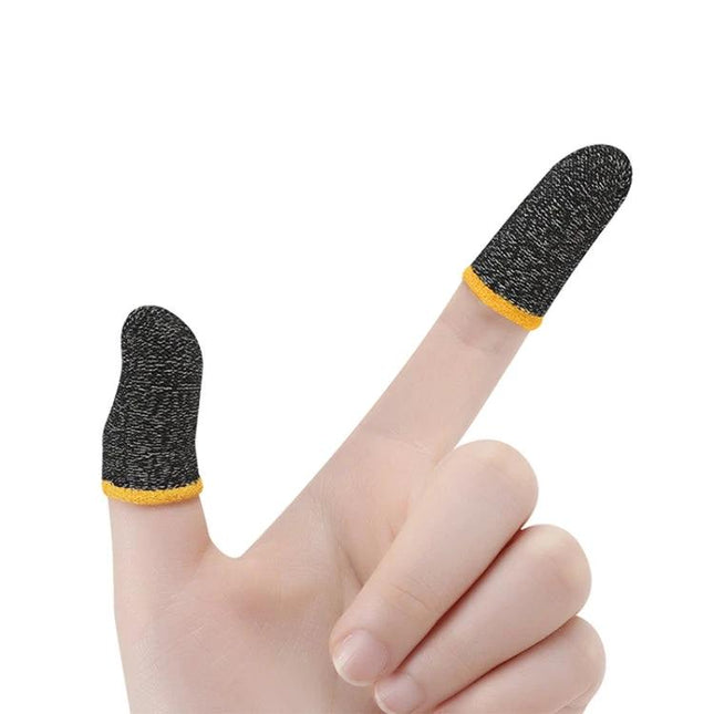 Finger Cots for Comfortable Gaming During Daily Sessions - black nylon spandex silver fiber fingertip covers on index and thumb