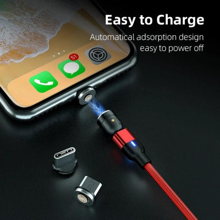 Magnetic Cable for Daily Device Charging on the Go - red braided magnetic charging cable snapping to phone port for hands-free charging