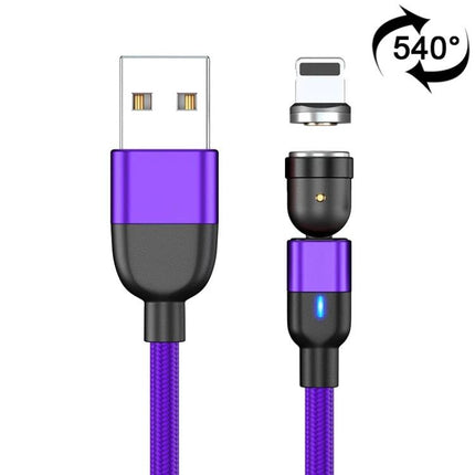 Magnetic Cable for Daily Phone Charging and Convenience - purple nylon braided USB magnetic charging cable with 540° swivel connector