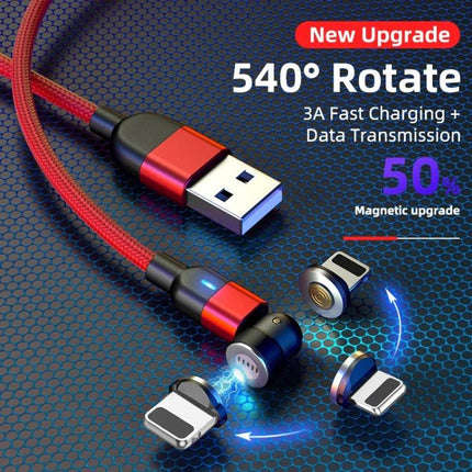 Magnetic Cable for Daily Phone Charging and Convenience - nylon braided 540° rotate USB magnetic charging cable with fast 3A charging and anti-tangle design