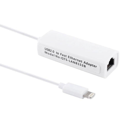 Simple Adapter for iPhone Home Wired Internet Connections — white plug-and-play Lightning to Ethernet adapter for stable home network