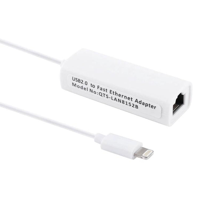 Simple Adapter for iPhone Home Wired Internet Connections — white plug-and-play Lightning to Ethernet adapter for stable home network