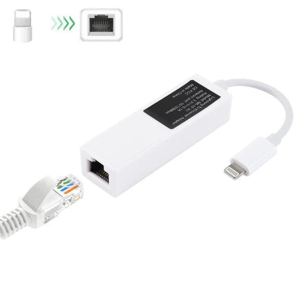 Compact Ethernet Adapter for iPhone and iPad Daily Use Connectivity — white Lightning-to-Ethernet dongle for stable wired internet