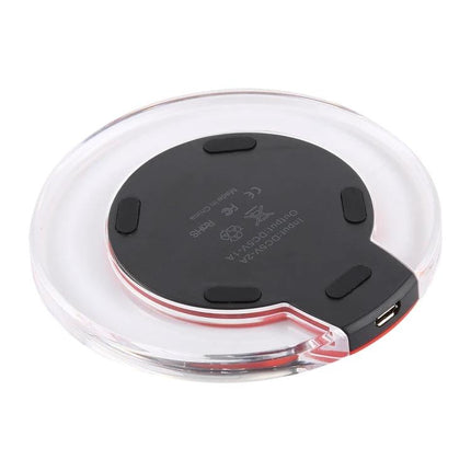 Fantasy Wireless Charger for Daily Home Phone Use - clear round bedside wireless charging pad with USB-C port and low-temp design