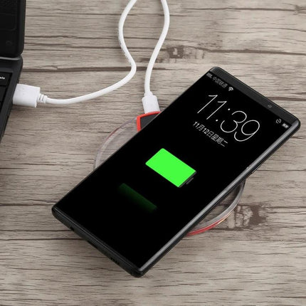 Fantasy Wireless Charger for Daily Home Phone Use on nightstand charging smartphone with green battery icon