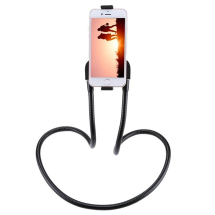 Yonger Player Flexible Long Arm Neck Holder for Phones holding a smartphone hands-free in a flexible heart-shaped position, aluminum construction