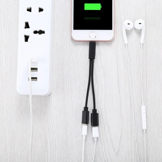 Lightning Dual Port Adapter 2-in-1 Charging Headphone | Syndmart