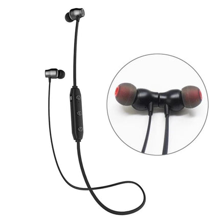 Lightweight Neckband Earbuds For Commuting And Hands Free Calls black magnetic earbuds with inline controls and IPX4 sweat resistance