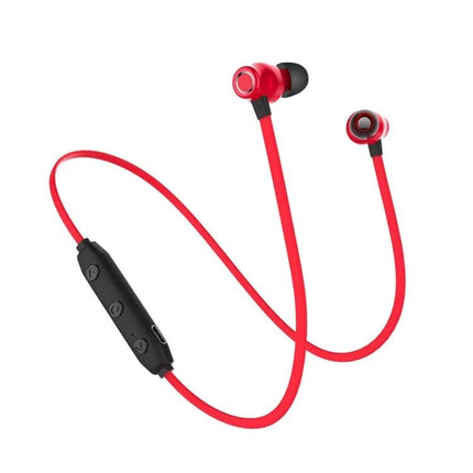 Lightweight Neckband Earbuds For Commuting And Hands Free Calls red wireless neckband with inline controls and magnetic earbuds