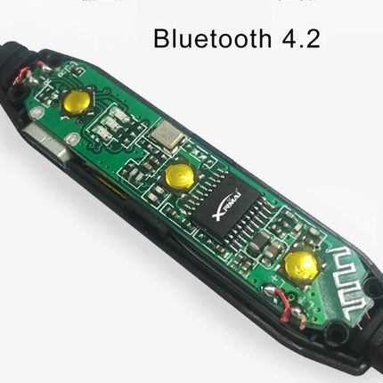 Neckband Earphones With Magnetic Buds For Commuting And Jogging showing Bluetooth 4.2 circuit board and internal components
