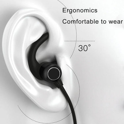 Neckband Earphones With Magnetic Buds For Commuting And Jogging ergonomic sweat‑resistant magnetic earbuds shown in ear
