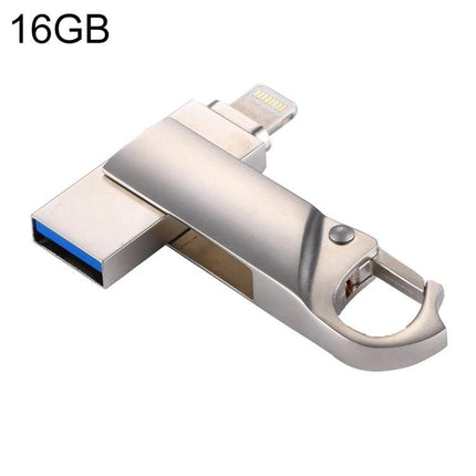 Keychain Flash Drive for Everyday Phone and Computer Storage - 16GB metal 2-in-1 USB and Lightning drive on keyring