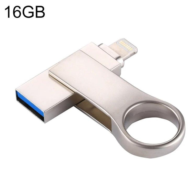 Flash Drive for Everyday iPhone and PC File Transfer — 16GB metal lightning to USB flash drive for photo and document backup